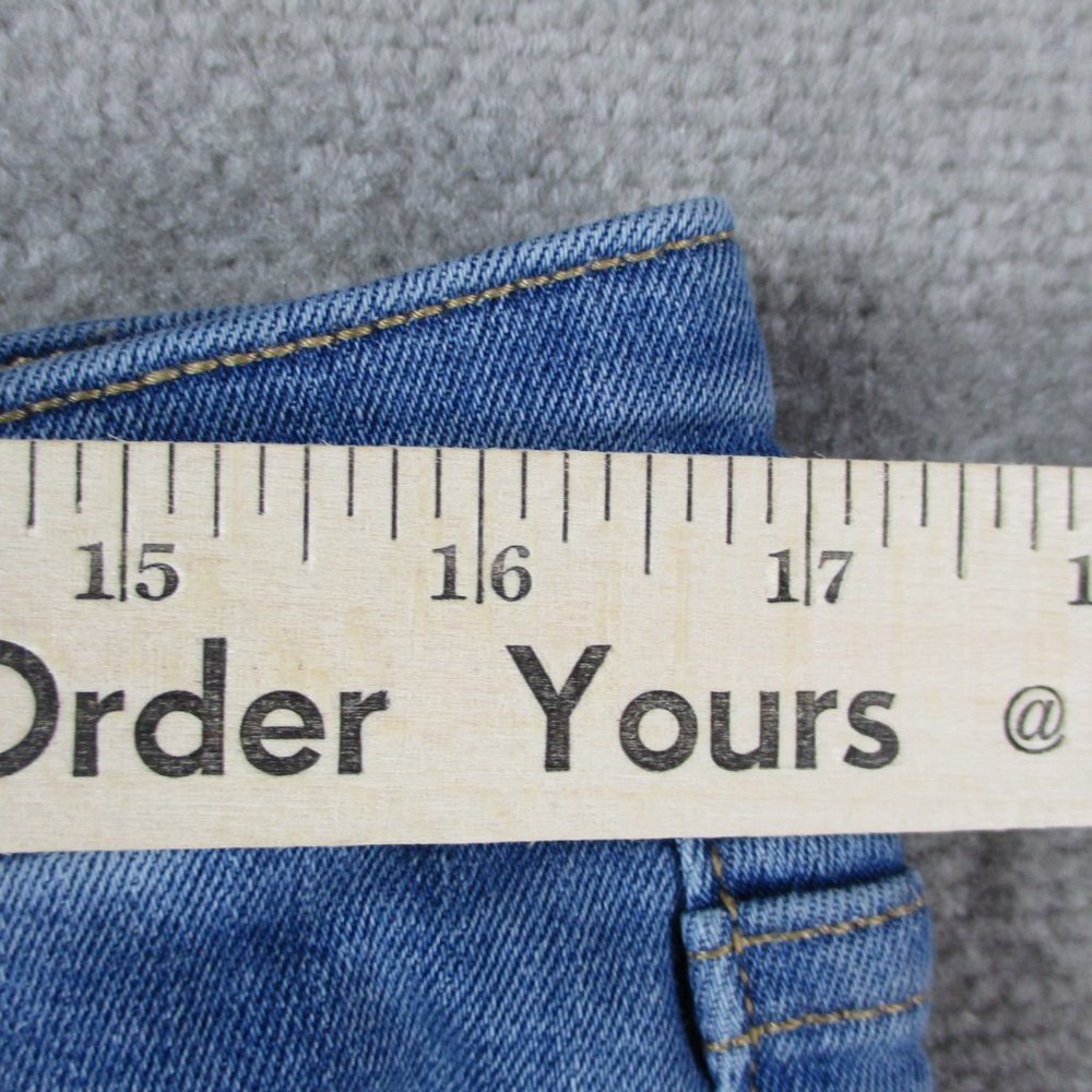 Universal Thread Jeans Womens 16 Blue Denim Patchwork Double Knee Hi Rise Skinny - Picture 6 of 11
